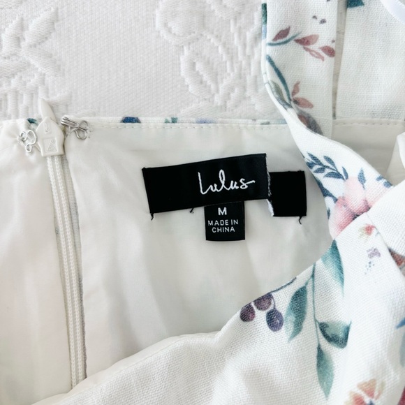 NWOT Lulus Sunny Posture Ivory Floral Sleeveless Midi Dress With Pockets Medium - Picture 4 of 8